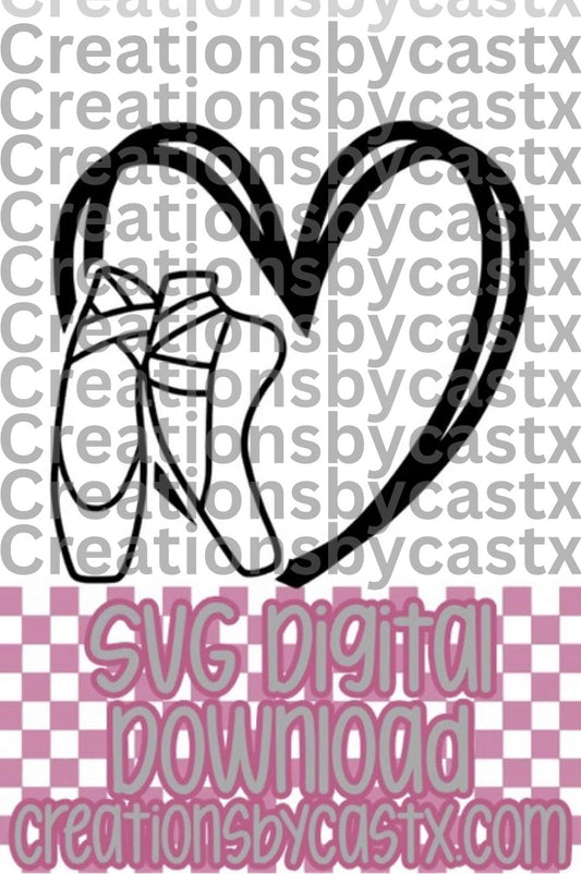 Ballet Slippers w/Heart SVG