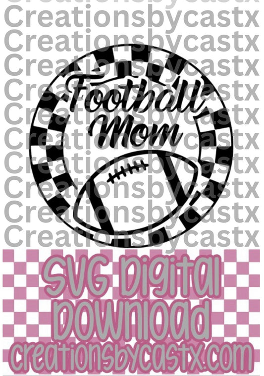 Football Mom Checkered Circle SVG