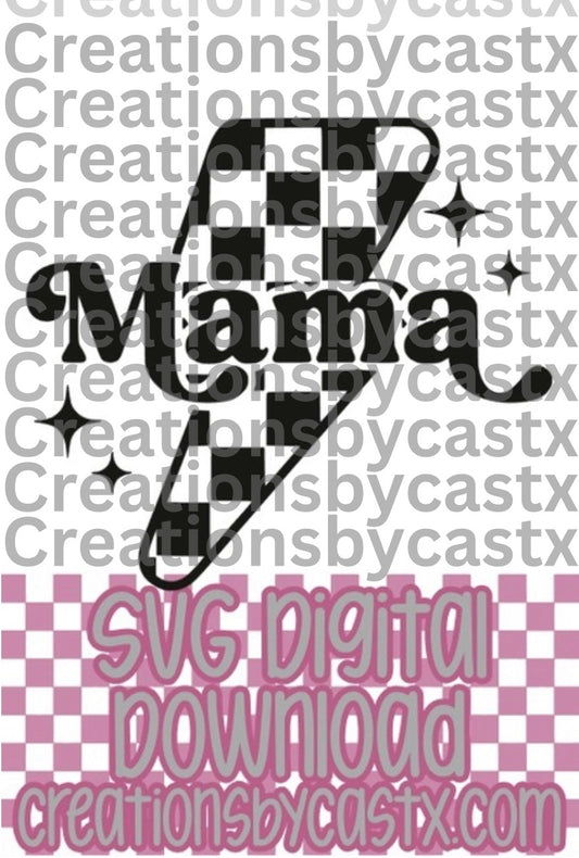 Mama Checkered Bolt SVG
