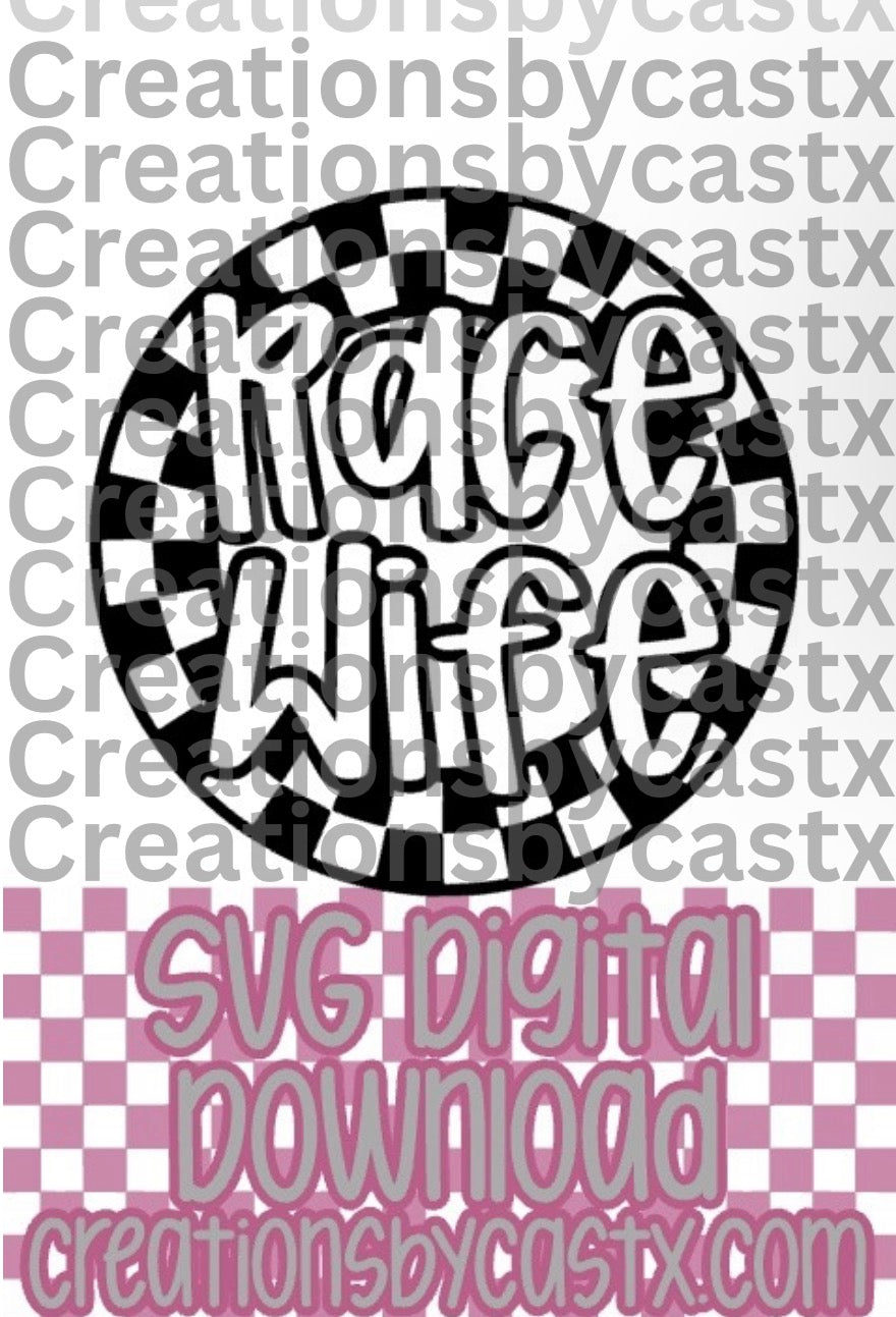 Race Wife Checkered Circle SVG
