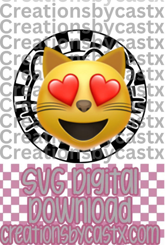 Kitty Checkered Circle SVG
