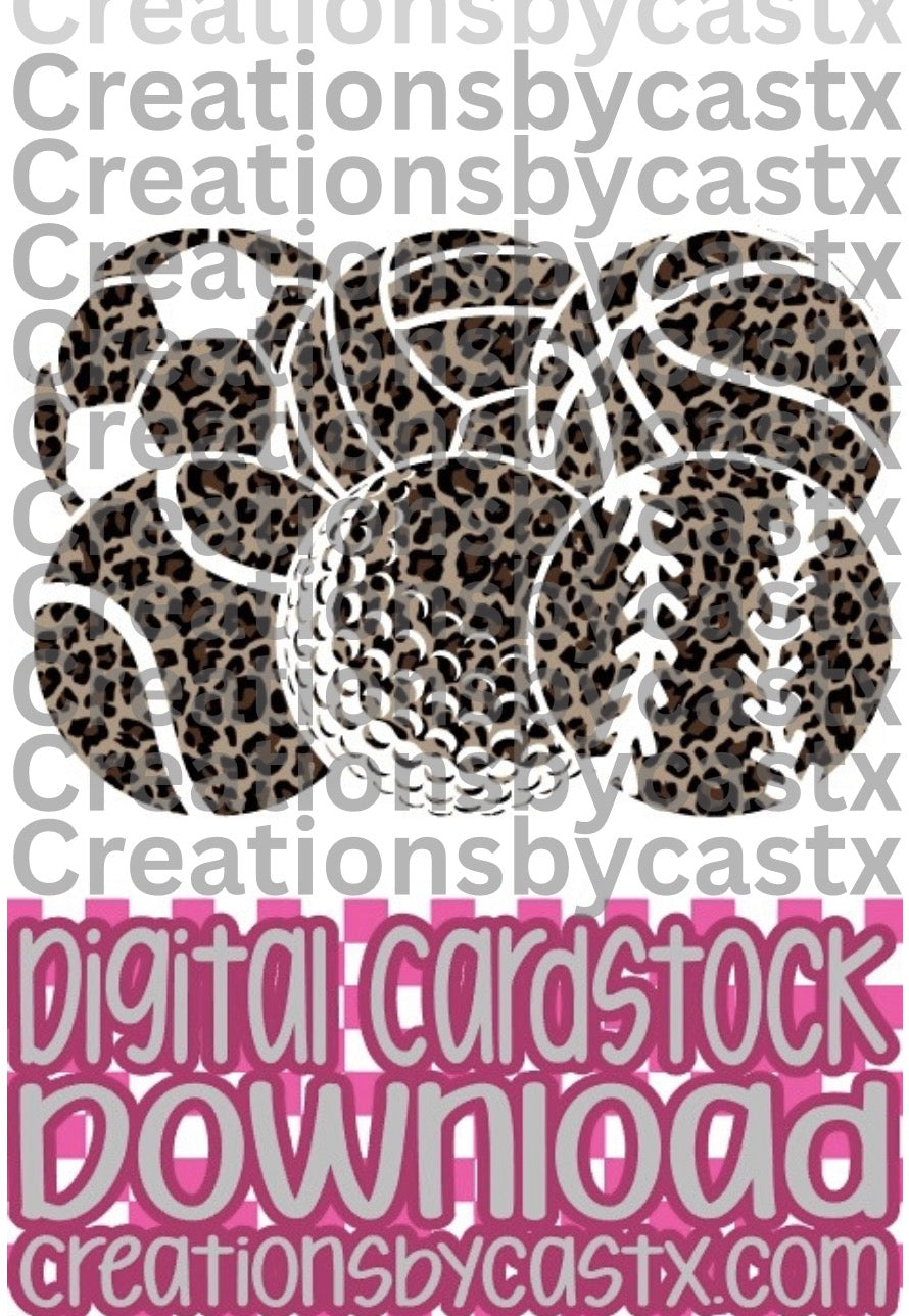 CBC Leopard Sports Balls White Digital Cardstock