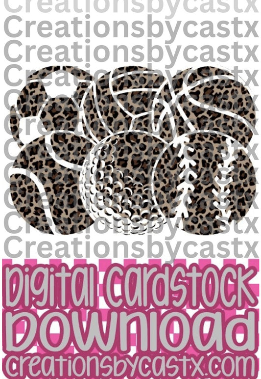 CBC Leopard Sports Balls White Digital Cardstock