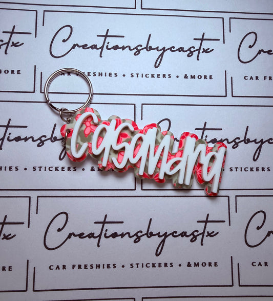 Name Leopard Balloon Dog Acrylic Keychain