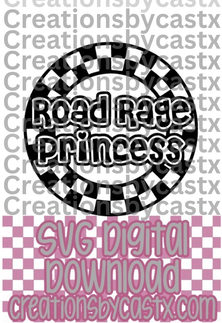 Road Rage Princess Checkered Circle SVG