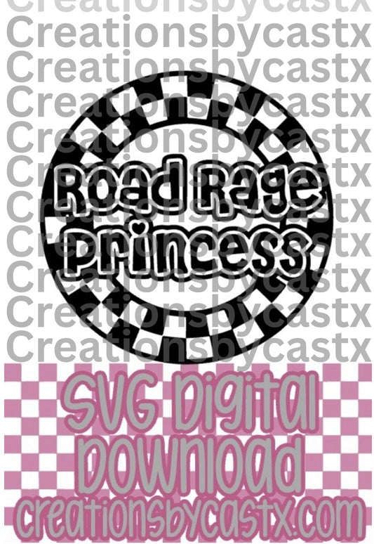 Road Rage Princess Checkered Circle SVG