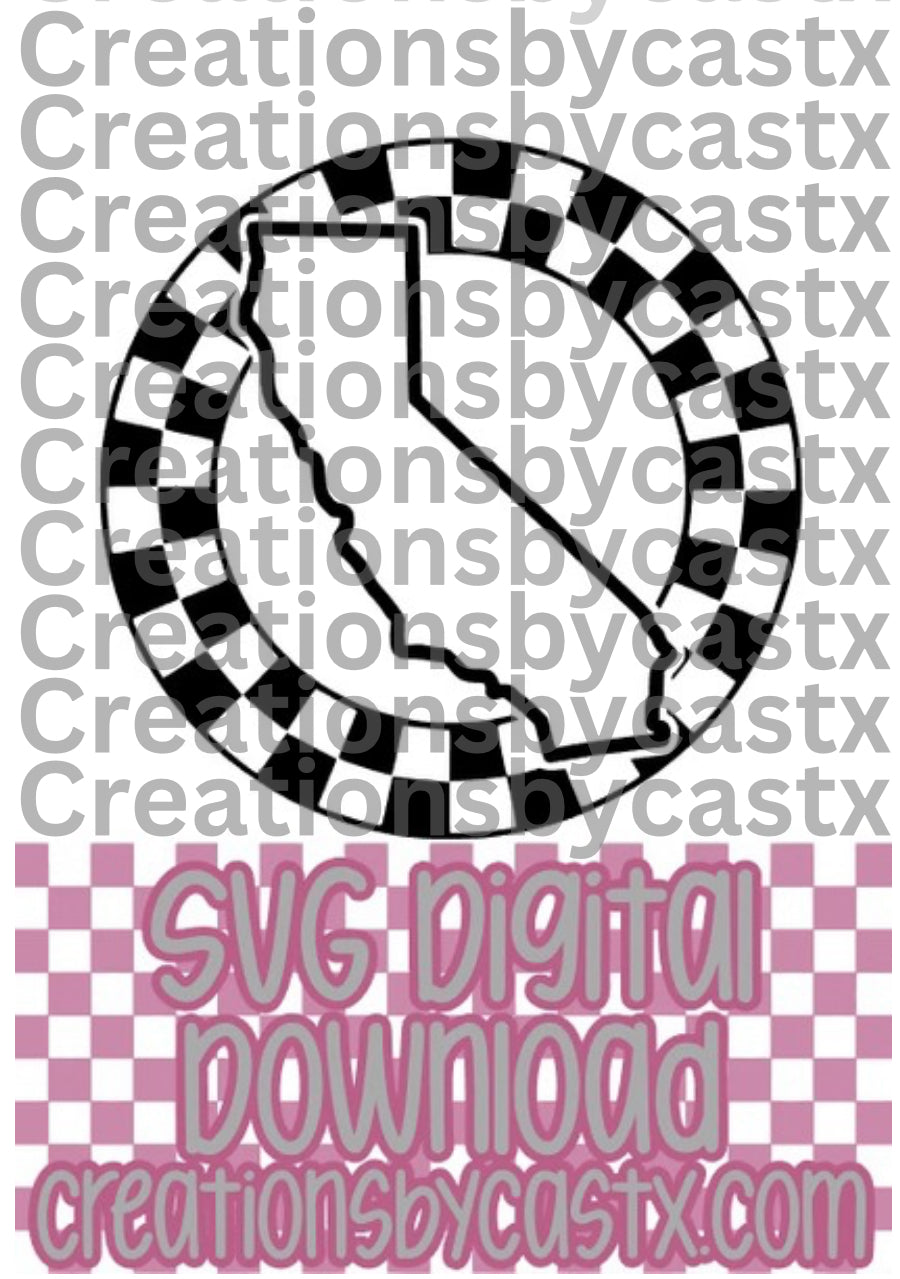 California Checkered Circle SVG