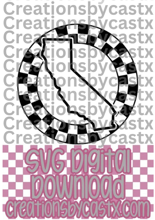 California Checkered Circle SVG
