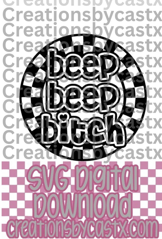 Beep Beep Checkered Circle SVG