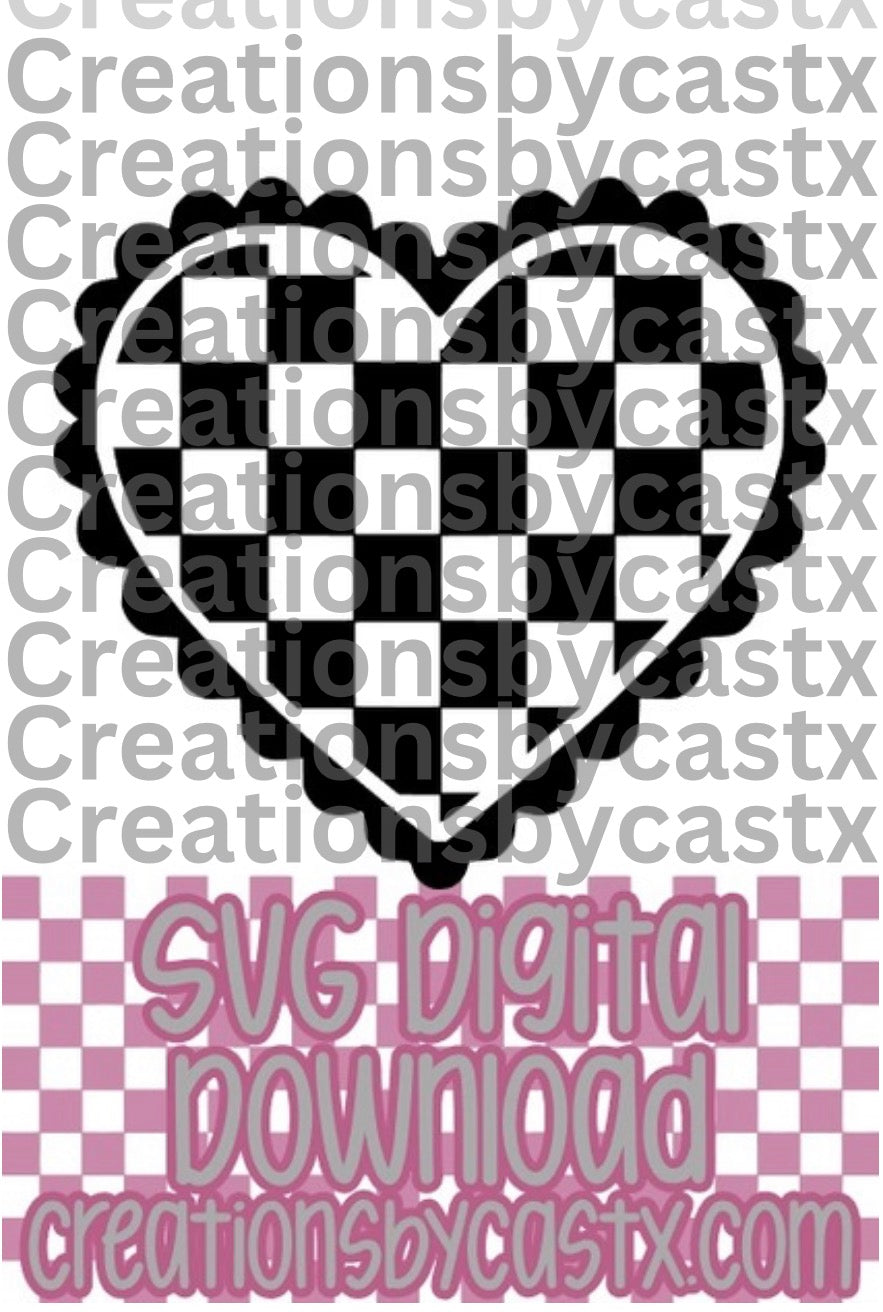 Scalloped Checkered Heart SVG