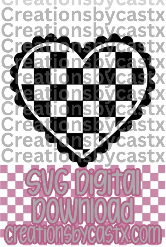 Scalloped Checkered Heart SVG
