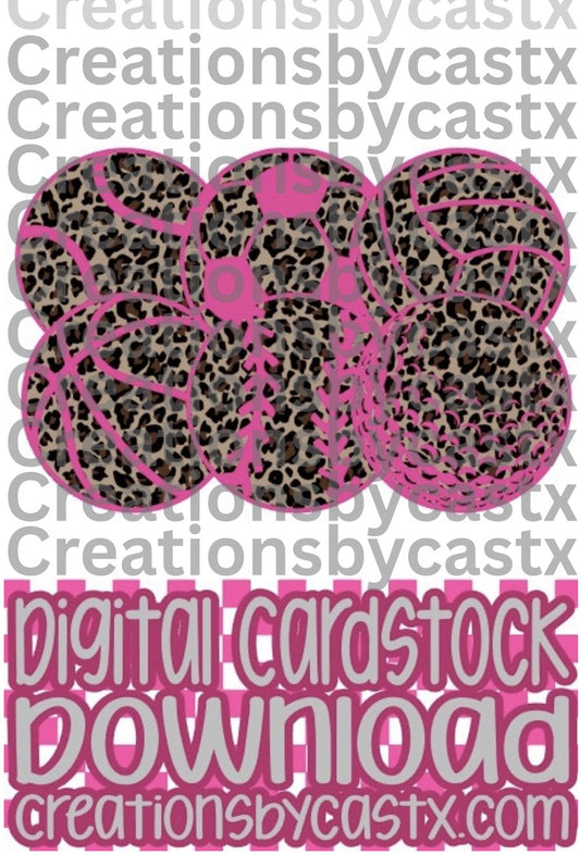 CBC Leopard Sports Balls Pink Digital Cardstock