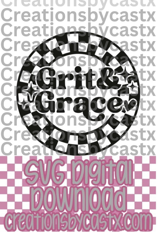 Grit & Grace Checkered Circle SVG