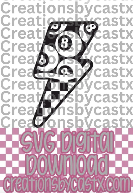 Checkered 8 Ball Bolt SVG