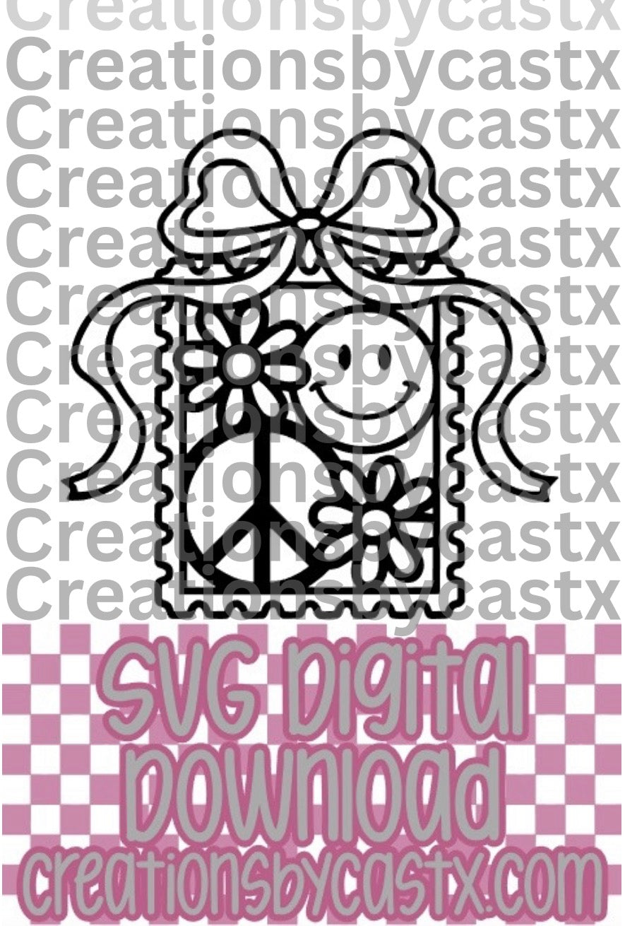 Peace Smiley Daisy Stamp SVG