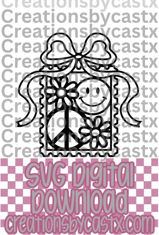 Peace Smiley Daisy Stamp SVG