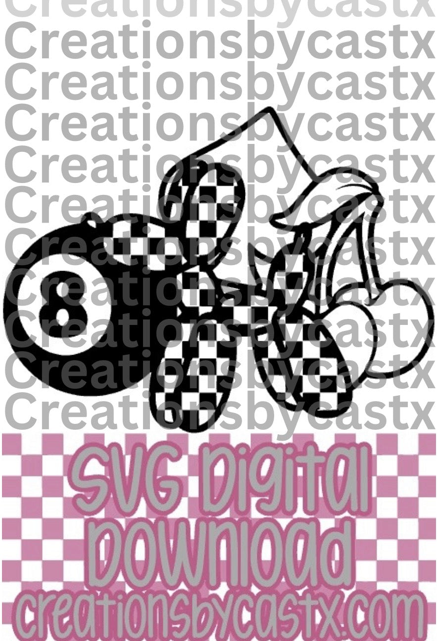 Checkered Balloon Dog Cherry Spade 8 Ball SVG