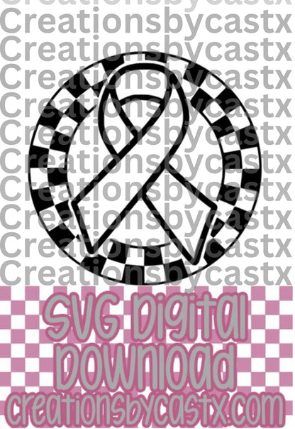Awareness Ribbon Checkered Circle SVG