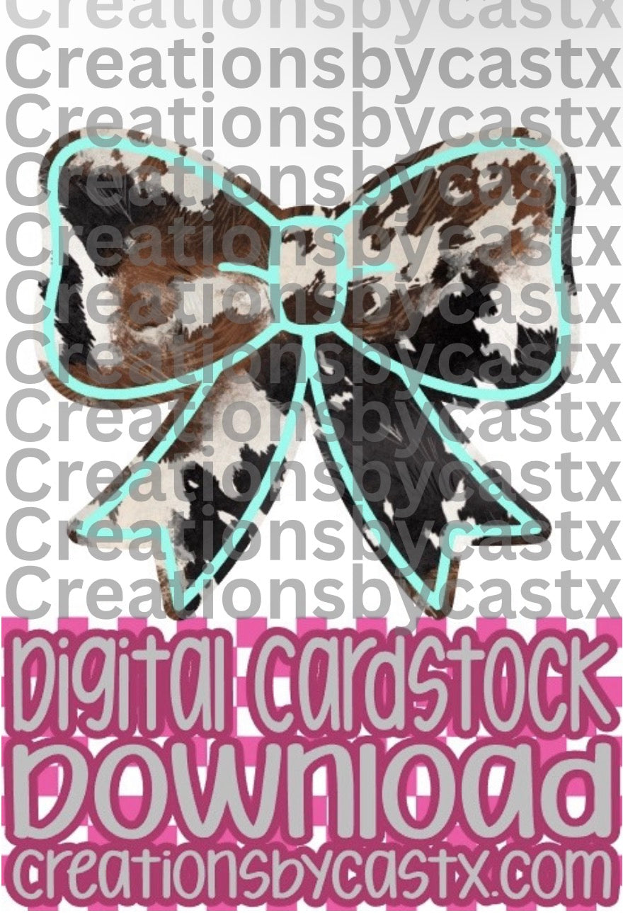 CBC Cow Print Bow Digital Cardstock