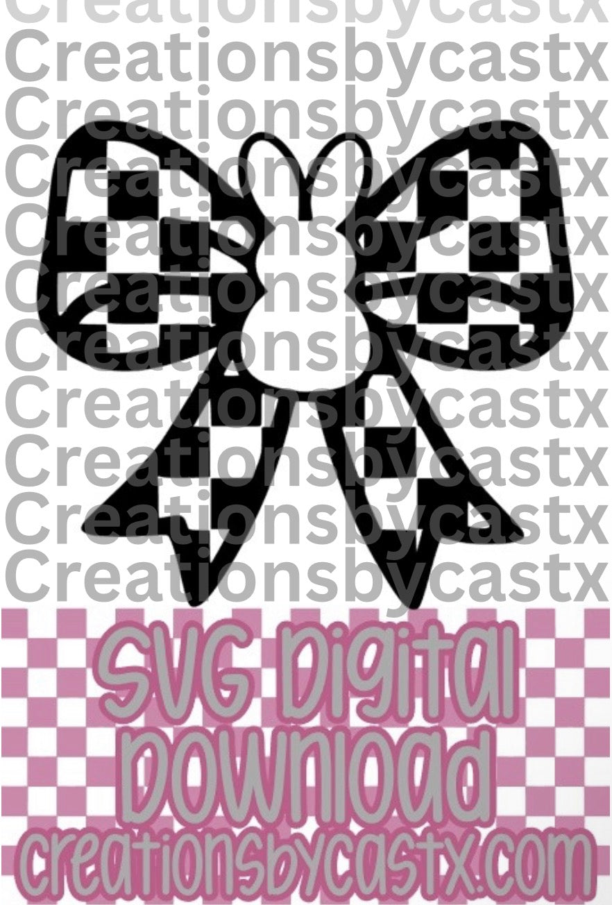 Checkered Bow w/Bunny SVG