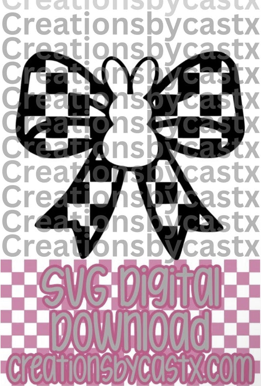Checkered Bow w/Bunny SVG