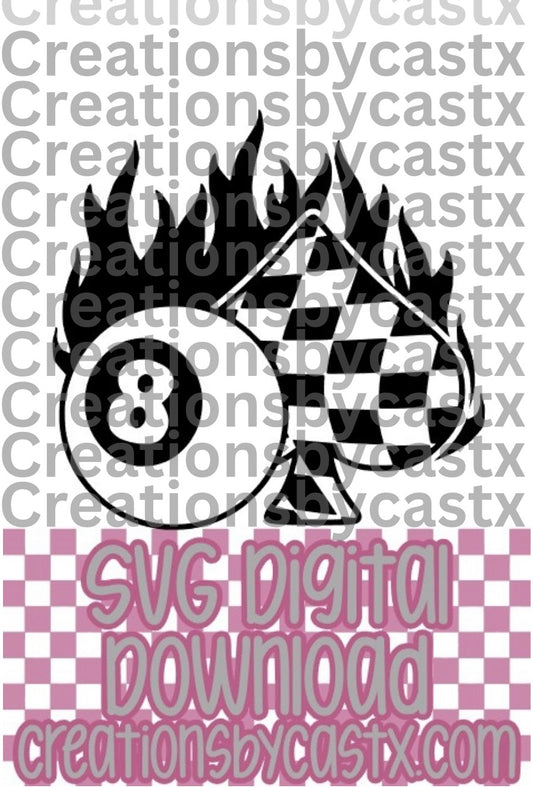 8 Ball Spade Flame SVG