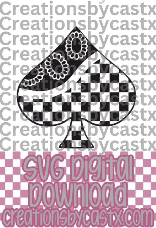 Checkered Concho Spade SVG
