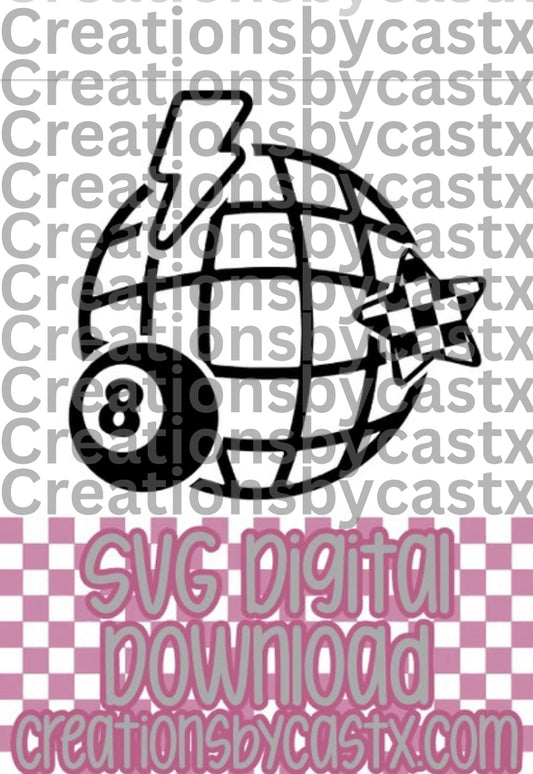 Disco Ball 8 Ball Bolt Star SVG