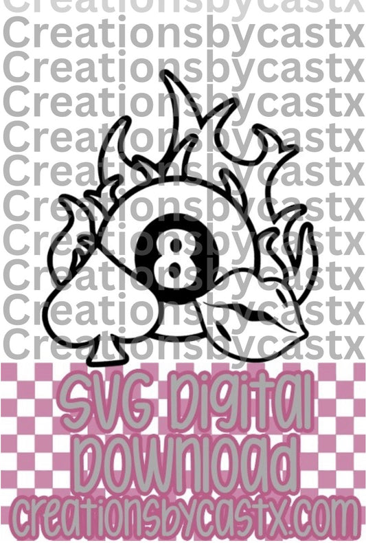 Spade 8 Ball Lips On Fire SVG