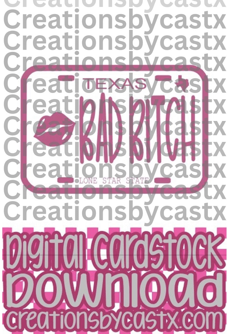 Bad B Plate Digital Cardstock (Lovepray)