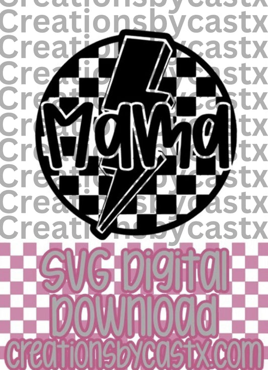 Mama Checkered Circle Bolt SVG