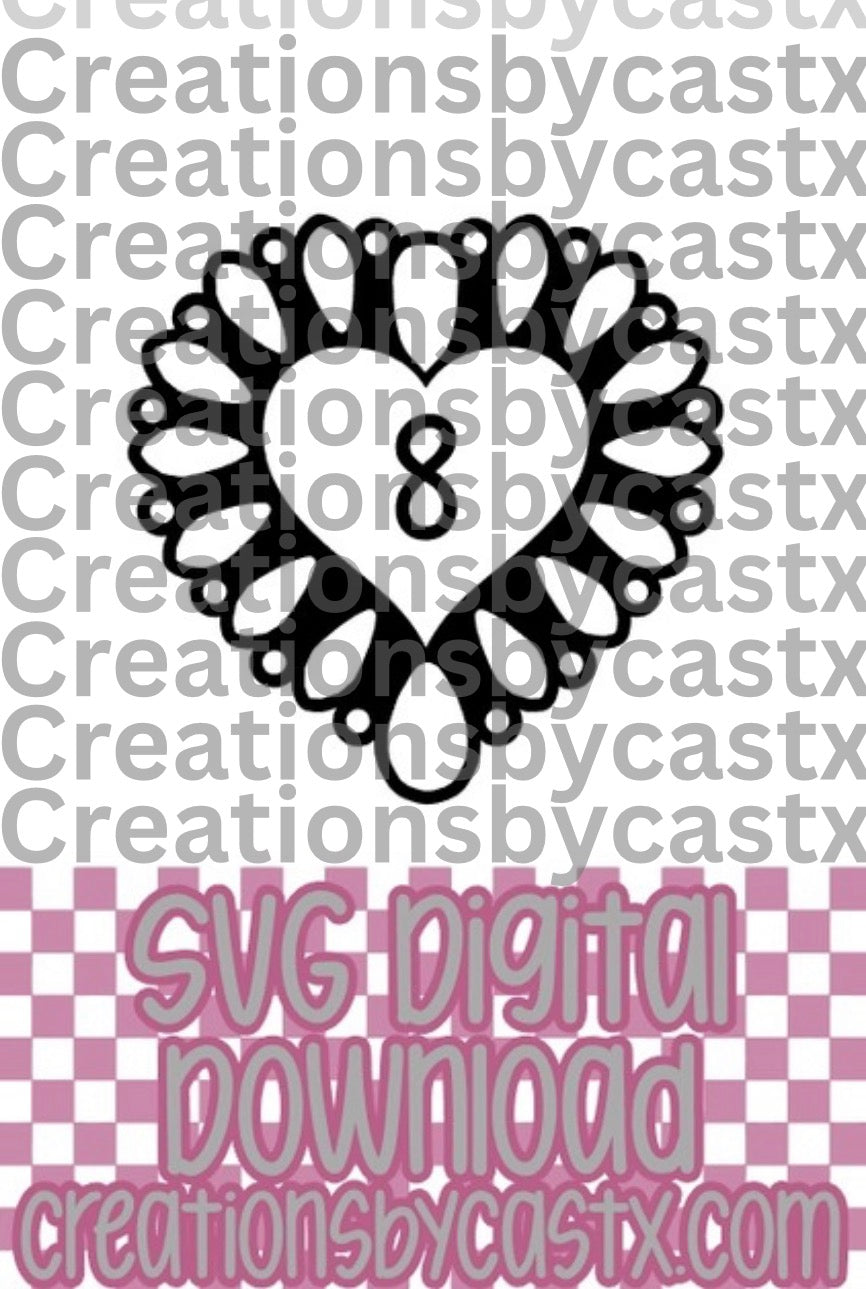 8 Ball Heart Concho SVG