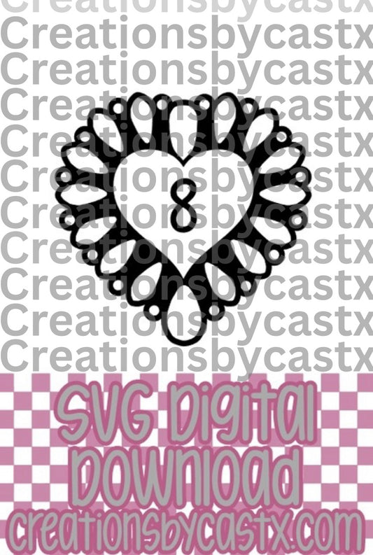 8 Ball Heart Concho SVG