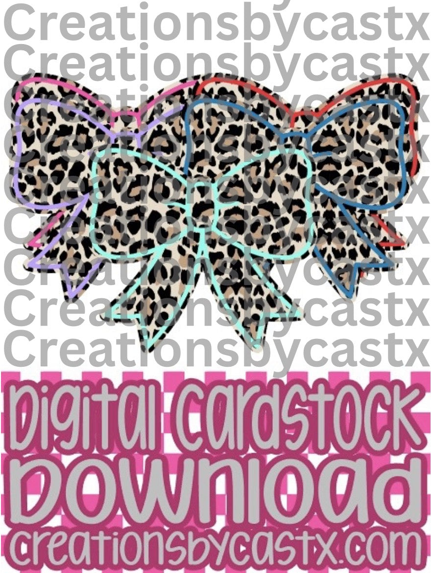Leopard Bow Digital Cardstock