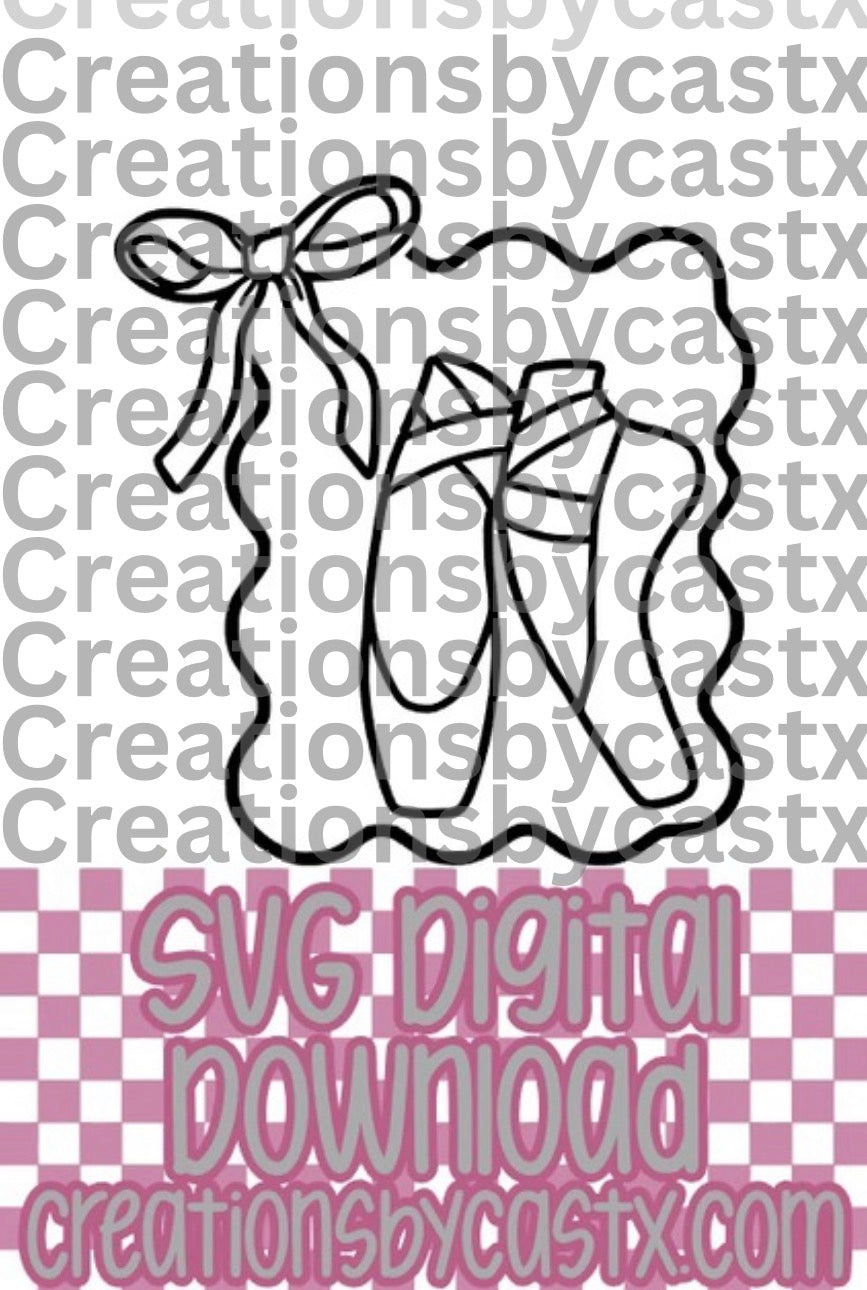 Ballet Slippers in Bow Frame SVG