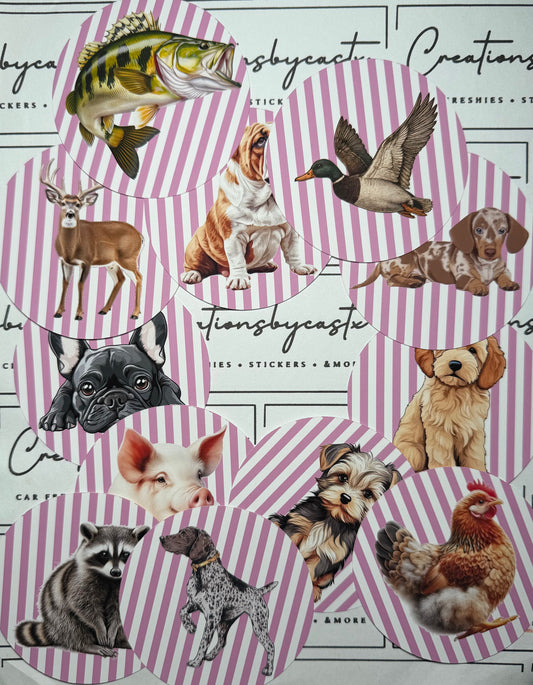 Pink Stripes Animal Round Cardstock