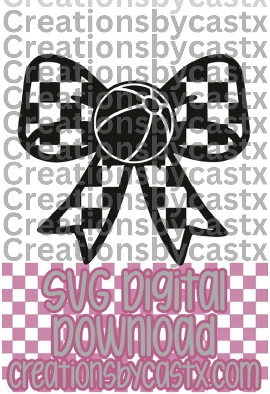 Checkered Bow w/Beach Ball SVG