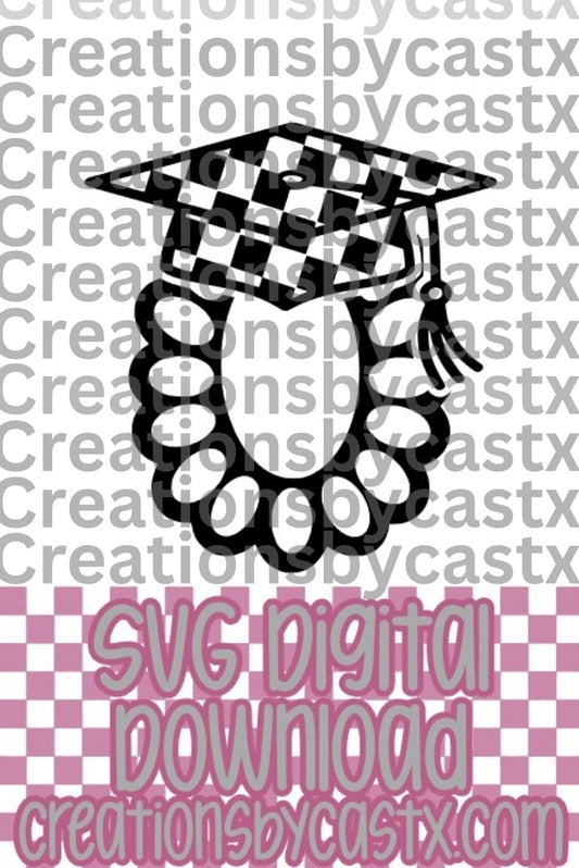 Concho Checkered Grad Cap SVG