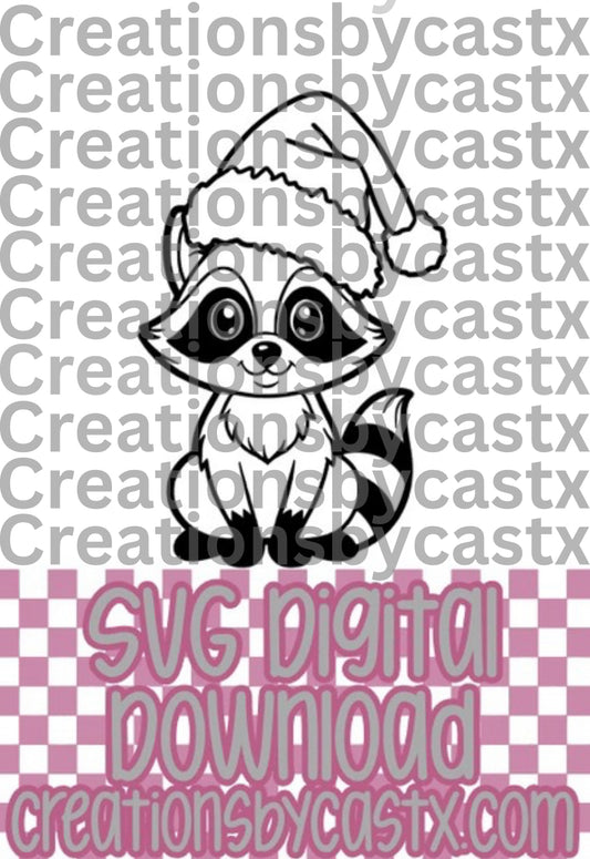 Racoon w Santa Hat SVG