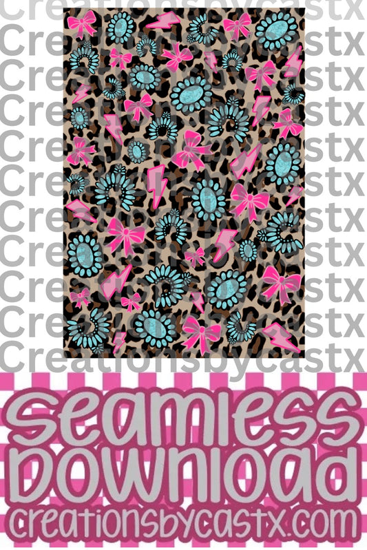 Leopard Concho Squash Bow Bolt Seamless