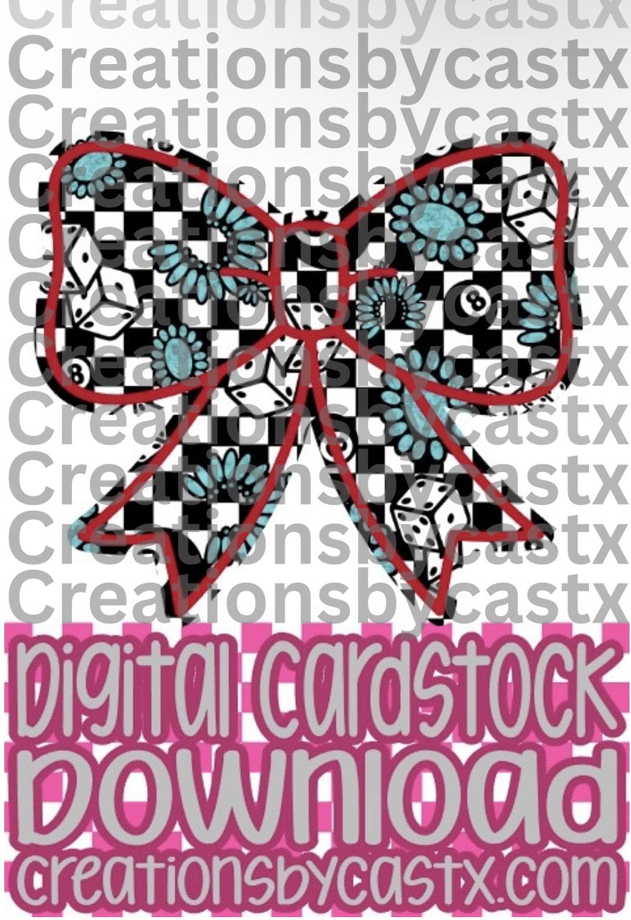 CBC Checkered Dice Concho Bow Digital Cardstock
