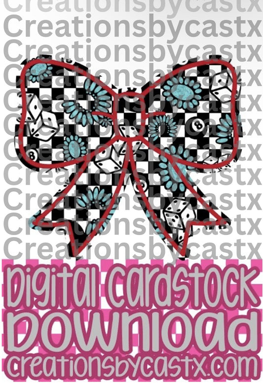 CBC Checkered Dice Concho Bow Digital Cardstock