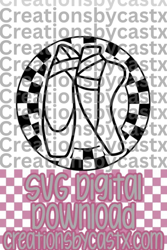 Ballet Slippers Checkered Circle SVG
