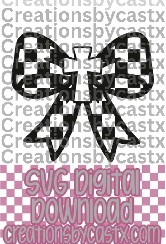 Checkered Bow w/Cross SVG