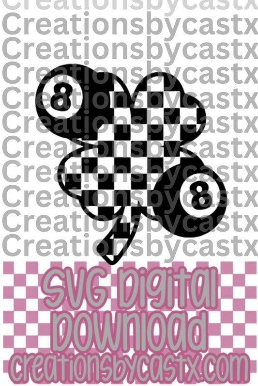 Checkered Clover 8 Balls SVG