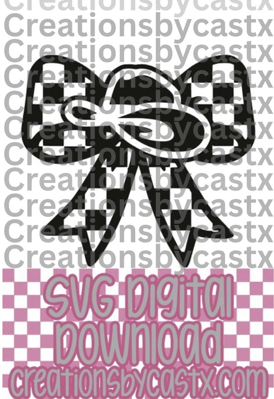 Checkered Bow w/Cowboy Hat SVG