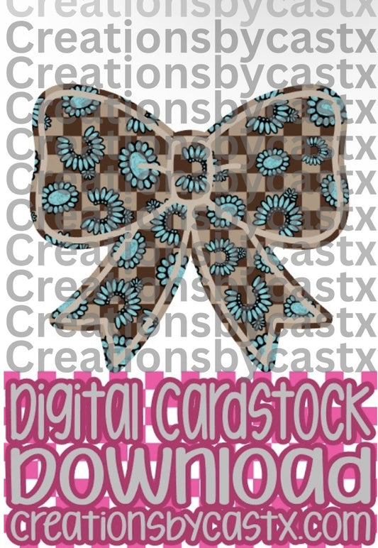 CBC Brown Checkered Concho Bow Digital Cardstock