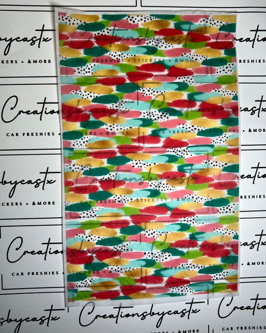 Red Green Aqua & Pink Brushstroke Tissue Paper