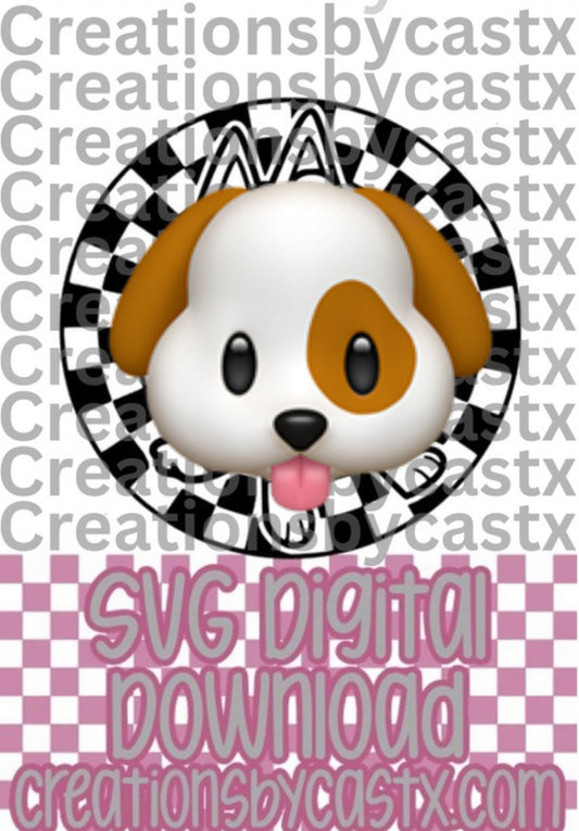 B Dog Checkered Circle SVG