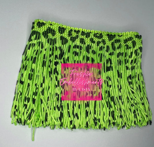 Neon Green Leopard Fringe